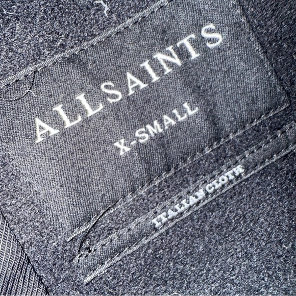 All Saints Coat Scala Hooded in Black Wool